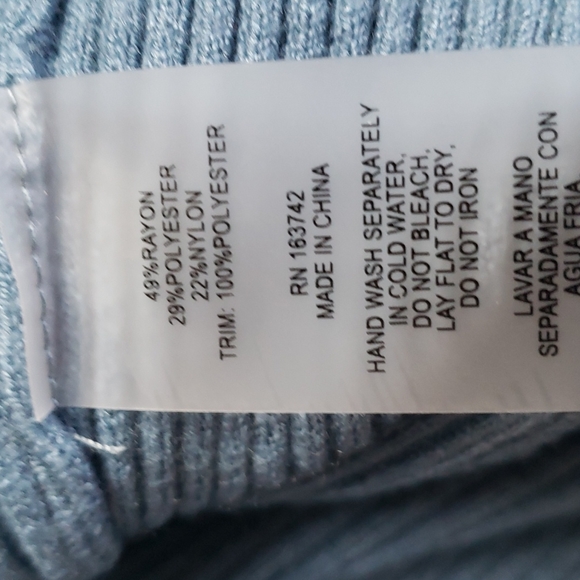 SIONI blu knit with Sheer floral Long Sleeves Sweater Top Cornflower blue Size S - Picture 16 of 16